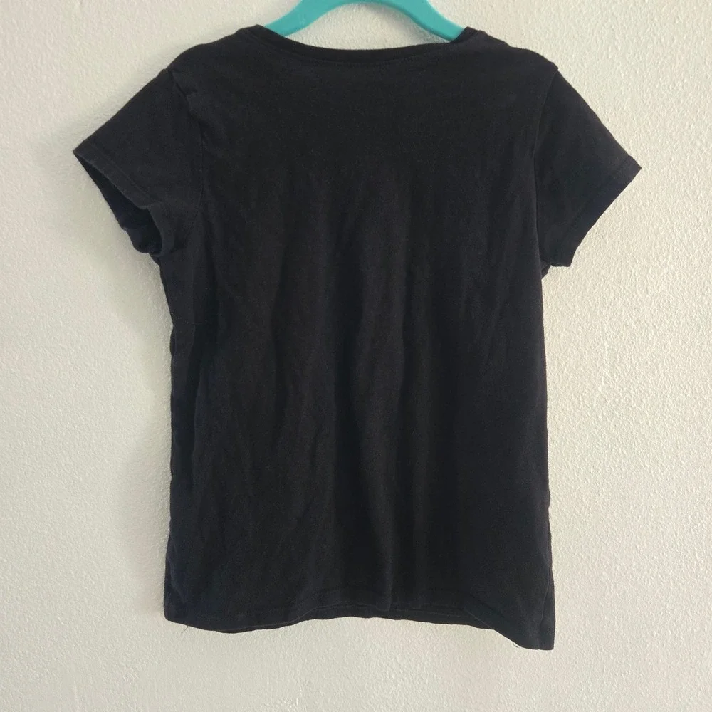 The Childrens Place Girls Black Gymnastics Rainbow Glitter Graphic‎ Tee Medium 7